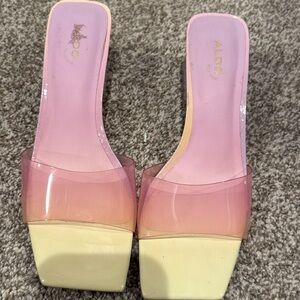 Aldo Pink Ombre Clear Strap Mules